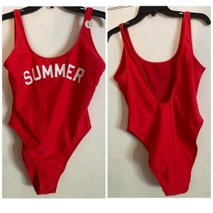 Red one piece swim